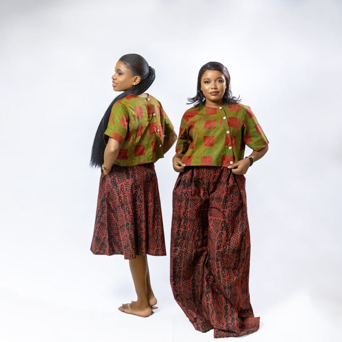 Adire Crop Top And Skirt - Image 2