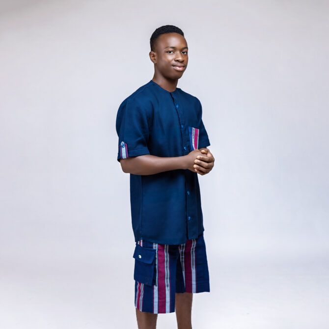Linen & Aso-Oke Two-Piece Set (Short)