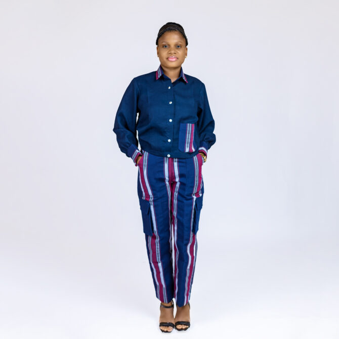 Linen & Aso-Oke Two-Piece Set (Long)