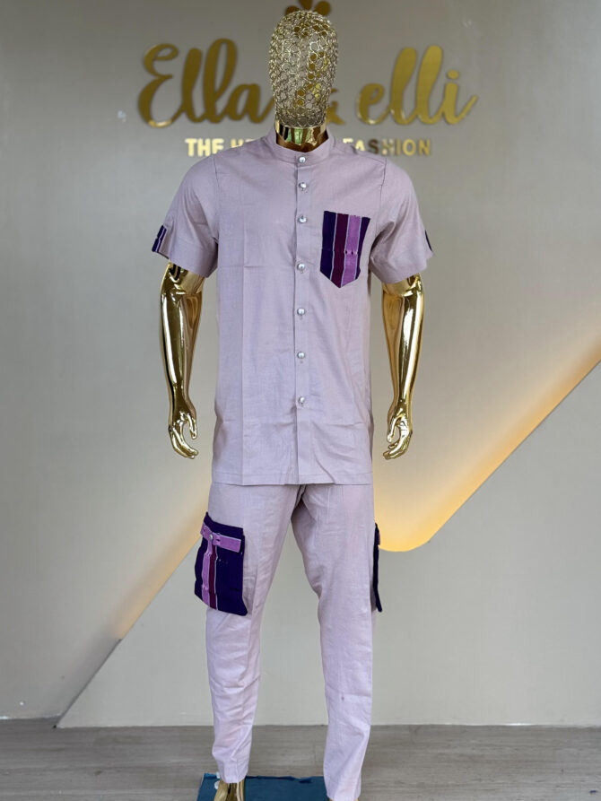 LINEN ELI (2PCS) with aso-oke - Image 3